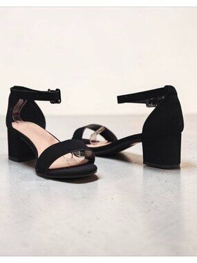 Black Block Heel Open-Toe Sandals With Adjustable Ankle Strap - Womens Shoes For